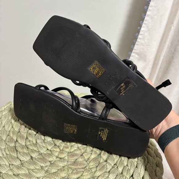 Free People Hermosa Black Vegan Leather Strappy Sandals Size 9.5 - Picture 10 of 11